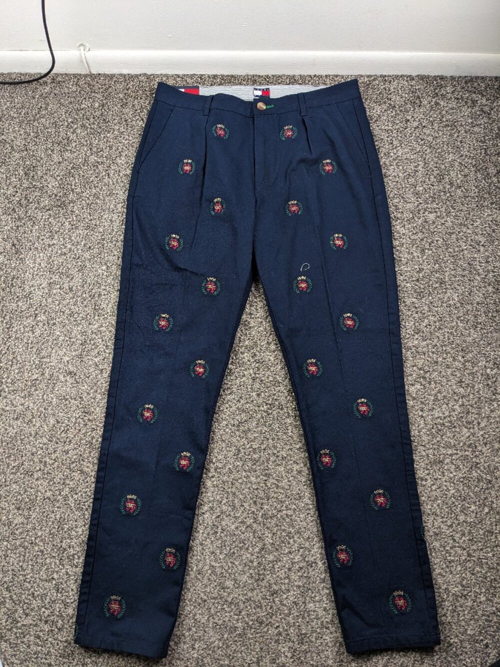 NWT KITH x Tommy Hilfiger Chino Pants Pleated AOP Navy Blue Mens 32x32